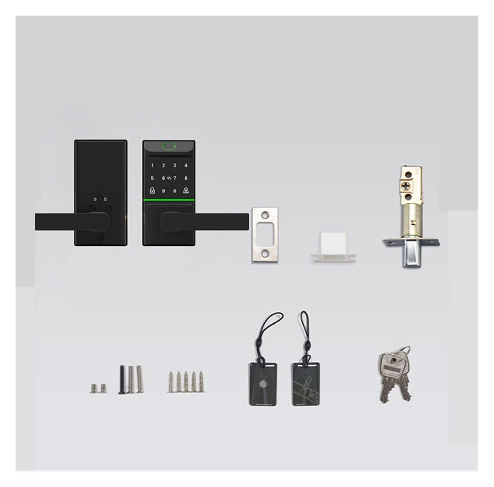 Serrure de porte intelligente d'entrée sans clé, avec poignée, verrou biométrique à pêne dormant à empreintes digitales, for porte d'entrée de maison