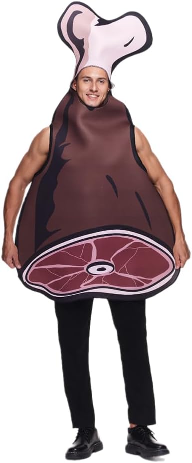 EraSpooky Adult Chunk Meat Bone Costume Funny Cartoon Big Stick Bone Halloween Food Tunic - Image 5