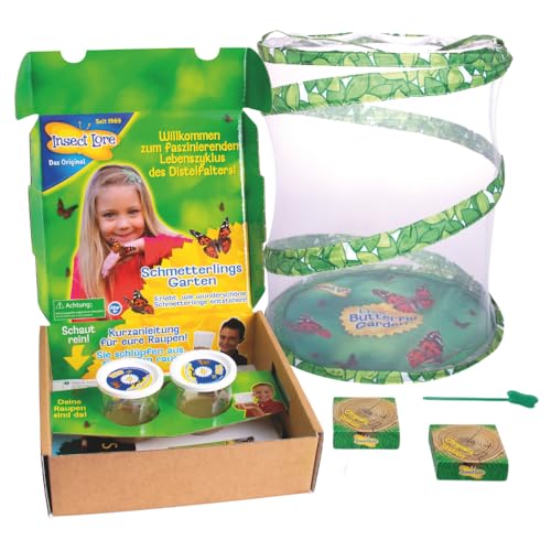 Schmetterlingsgarten inkl. 8-10 Raupen und Zubehör - Zuchtset für Kinder und Erwachsene - Zuhause heimische Distelfalter züchten