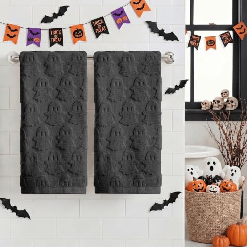 2 Pcs 3D Ghost Jacquard Hand Towels for Bathroom - image 2