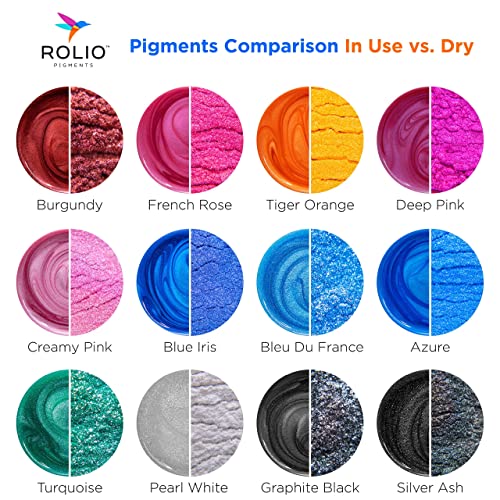 Rolio Mica Powder Pearlescent Color Pigment - Art Set For Resin Epoxy - For Soap Making, Nail Polish, Lip Gloss, Eye Shadow, Slime & Candle Jars - 5G, 15 Bags - Original Set #TOP2