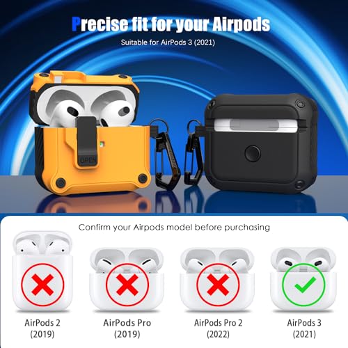 Image of RFUNGUANGO AirPods 3 Case with Lock Magnetic Lid, Yellow