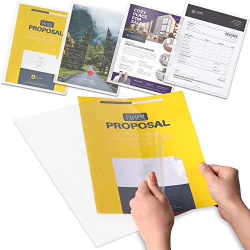 Meccaline Clear Plastic File Folders For Document, Resume, Presentation, Project, Or Portfolio Filing, Large Thick Heavy-Duty Pet Sleeves For U.s. Letter Size Papers, 5-Pack #TOP6