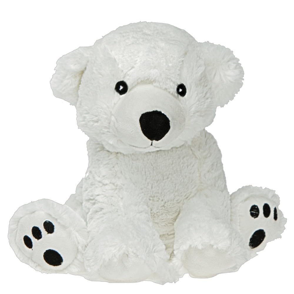 Pelucho - Bouillotte Peluche Ours polaire - Bien-​Être, Chaleur et Douceur - Micro-​Ondable - Grains de Blé et Fleurs de Lavande - Fabriquée en France