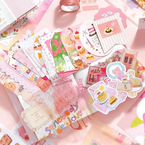 Image of MGNLR Vintage Aesthetic Scrapbook Kit(346Pcs) Scrapbooking Supplies Kit with Bullet Junk Journal,Stationery,A6 Grid Notebook Journaling Gift for Girl (Chill Moment)