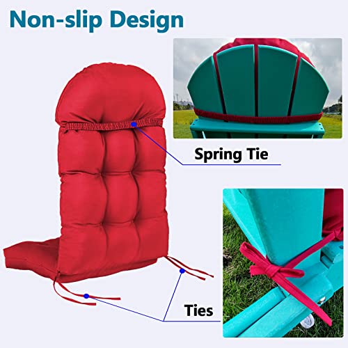 Ccliuge Adirondack Chair Cushion, Rocking Chair Cushion With Ties, High Back Patio Chair Pad Indoor Or Outdoor, Sunscreen Waterproof And Fade-Resistant, 44X19X4 Inch, Red, 1-Pack #TOP2