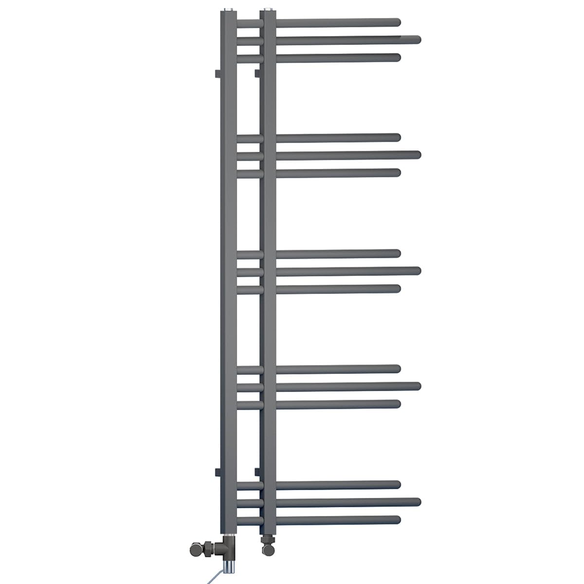 500 x 1200mm Dual Fuel Bathroom Designer Towel Rail Radiator Heater With Standard Electric Element Model Sydney (Anthracite Grey)