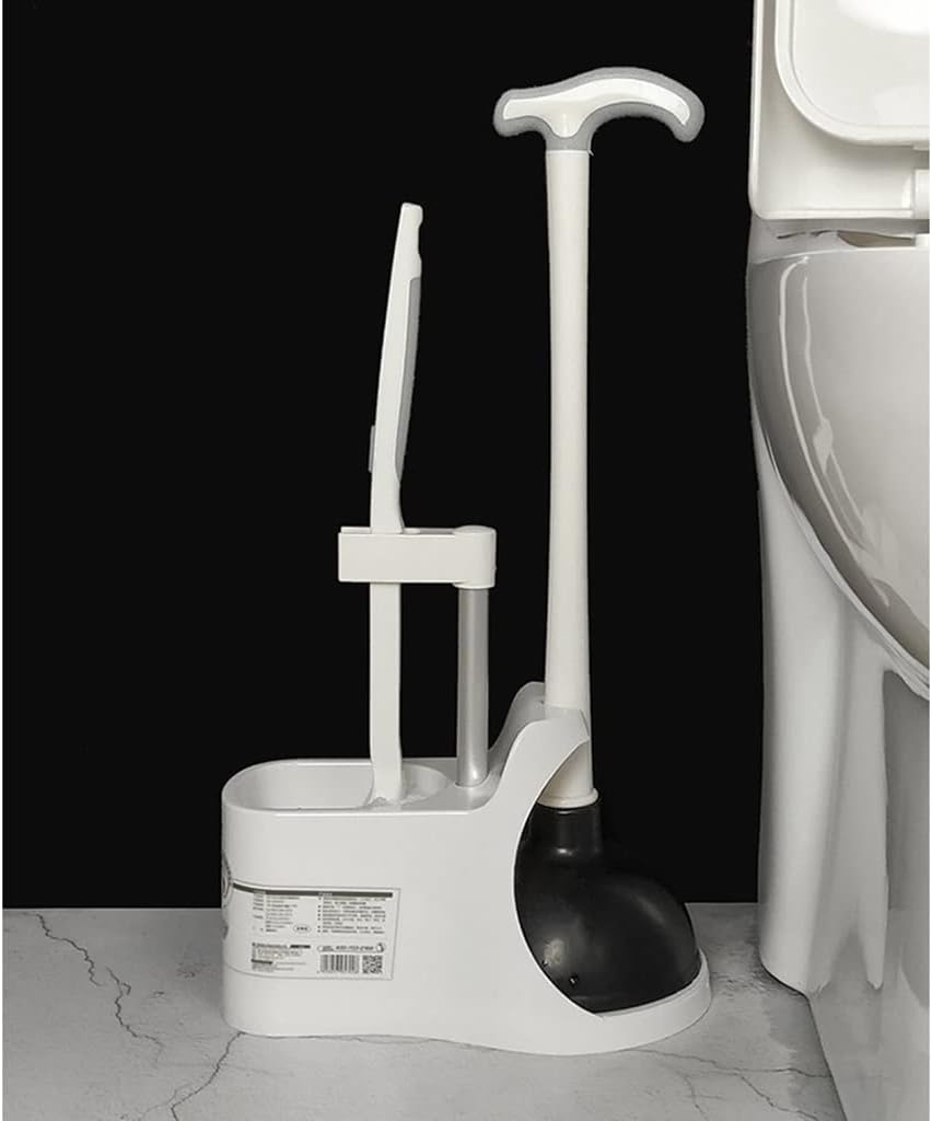 Toilet Plunger and Brush, Bowl Brush and Plunger Combo for Bathroom Cleaning, 2 in 1 Heavy Duty Toilet Plunger Set with Holder Stand Base