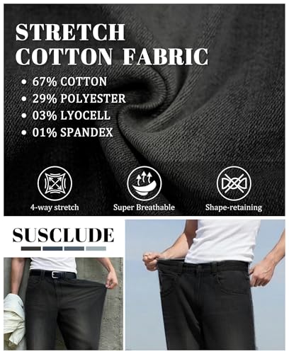 Image of Mens Bootcut Baggy Jeans Stretch Flared Wide Leg Old Money Jeans Lightweight Breathable Vintage Stylish Casual Denim Pants