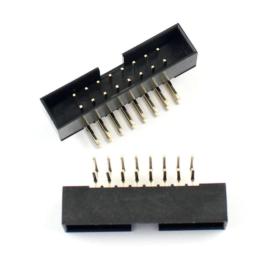 Generic 100 Pcs 2mm 2x8Pin 16 Pin Right Angle Male Shrouded IDC Box Header Connector