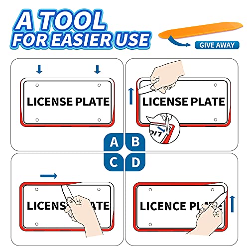 Aujen Silicone License Plate Frames 2 Pcs For Us Standard Car, Totally Street Legal Cover, Rattle-Proof And Easy Installation Holder (Black)… #TOP5