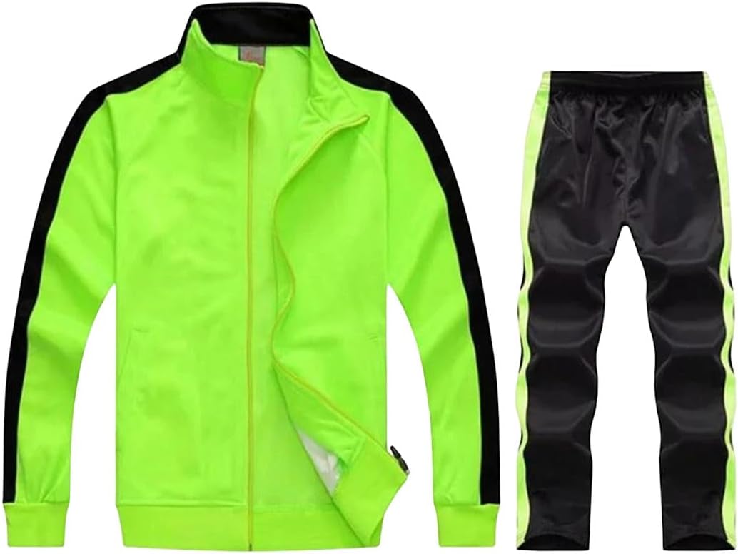 Men's Spring 2 Piece Tracksuit Set Long Sleeve Top Straight Leg Pants Casual Training Athletic Sportswear