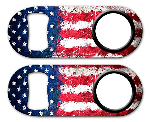 BarConic Mini Opener with Retractable Reel - Grunge US Flag