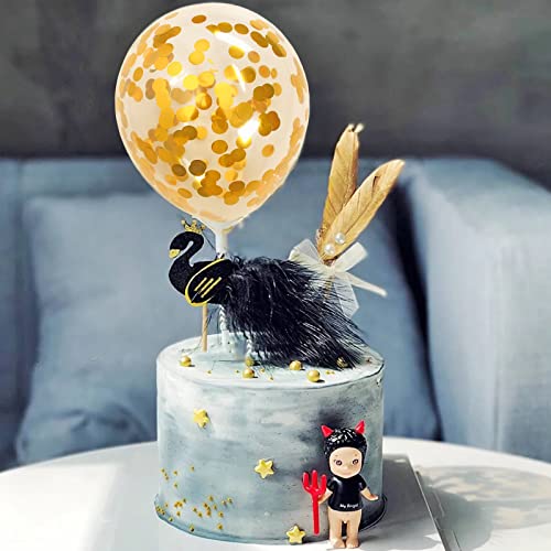 Image of Gold Confetti Balloons, 40 Pcs 5 Inch Clear Balloons with Confetti Inside for Graduation Engagement Cake Topper Decor Bridal Shower Baby Shower Birthday Party Decoration Supplies