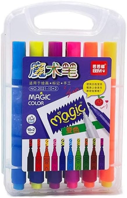 kreni Color Maker Pens - Color Changing Magic Pen Art - Create 3D Lettering or Write Secret Messages - Set of 12 Colours, Multicolor