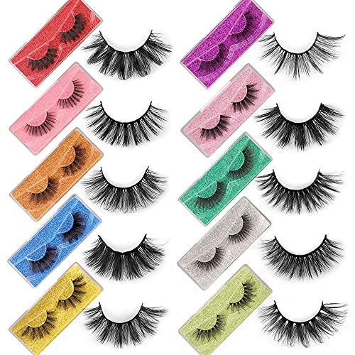 False Eyelashes Natural Look 3D Fake Lashes 10 Styles Mixed Lashes Soft Handmade Reusable Eyelashes with Individual Lash Box