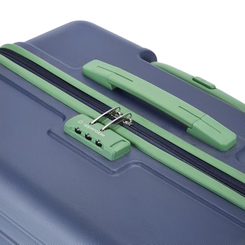 Image of uppercase Helix Solid (Large) 78Cm Textured Trolley Bag with Combination Lock, 8 Wheels, Eco Polycarbonate Luggage, Laundry Compartment, Durable Design for Travel - Suitcase for Men & Women Navy Blue