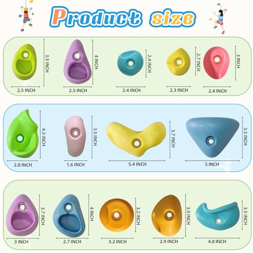 Image of 20 PCS Rock Climbing Wall for Kids,Rock Wall Climbing Holds,Adults Climbing Wall Grip Kits Holds Up to 230 lbs for Outdoor Indoor Home Playground Climbing Wall Holds(Pastel Color)