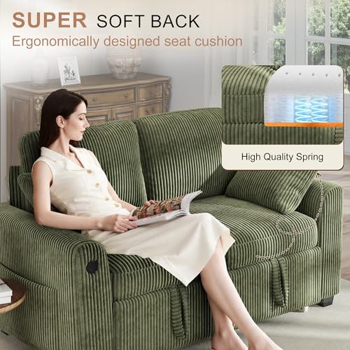 Image of Hanherry 59 inch Loveseat Sofa with Pull Out Couch Bed, Corduroy 2-in-1 Convertible 2 Seater Sleeper Sofa with USB Charging,Comfy Love Seat for Small Spaces Living Room Apartment