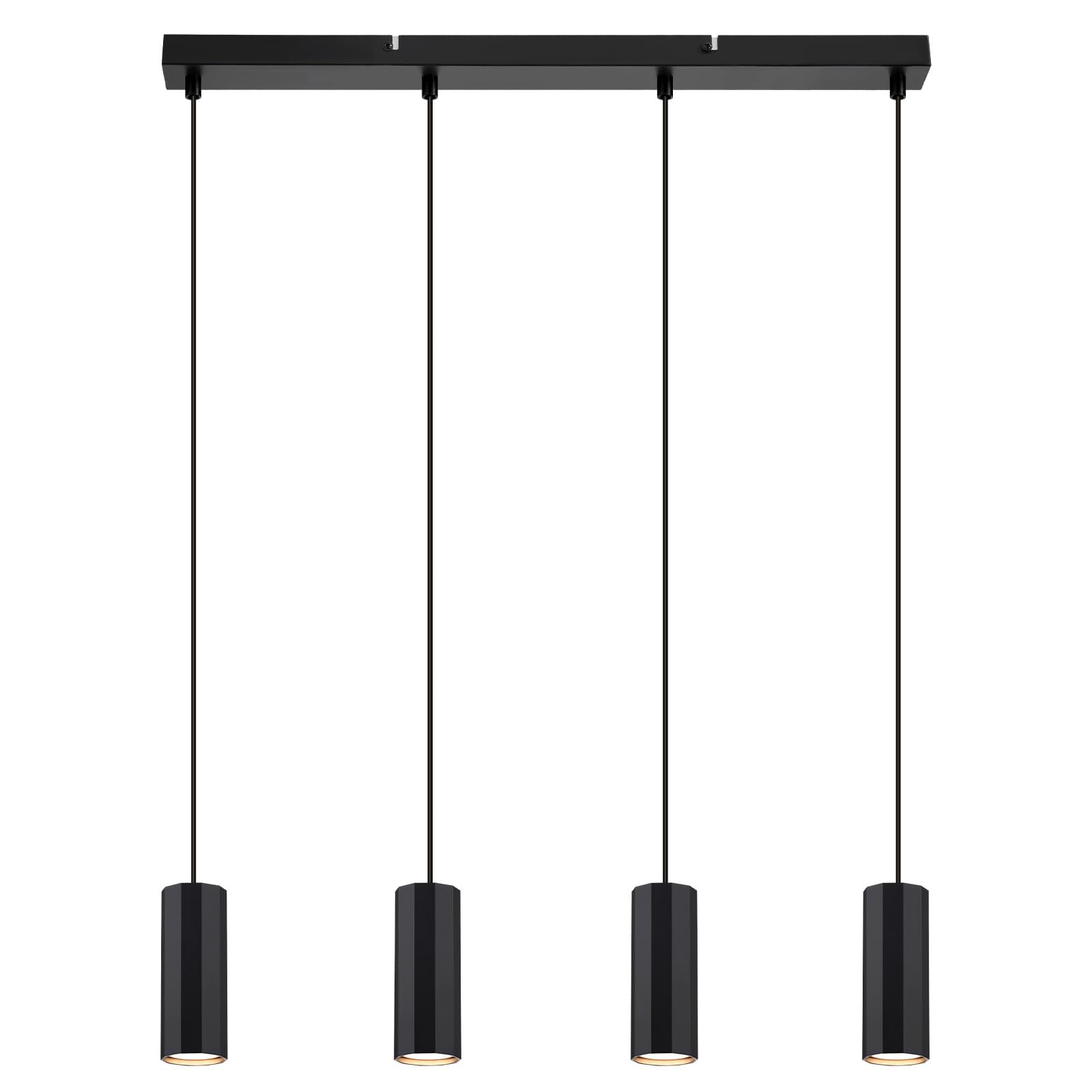 Glitzerlife Lámpara Colgante Mesa de Comedor Negro 4 Bombillas GU10 | Lámpara de Comedor Industrial Moderna de Metal para Interior Cocina Dormitorio