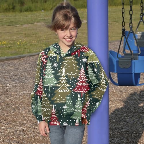 Kids Hoodies Sweaters Christmas Xmas Trees Hooded Sweatshirts with Big Pockets for Boys Girls B04003214