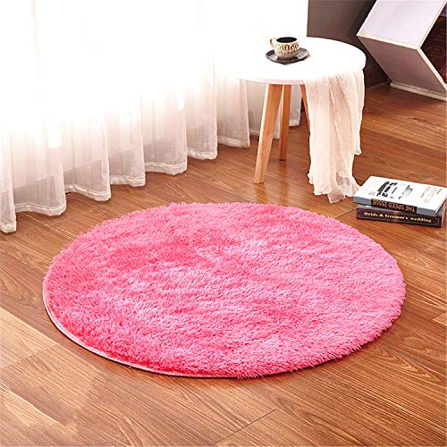 liyingkeji Tapete redondo para quarto das crianças tapetes crianças Play super macio sala de estar ou quarto home Shaggy tapete 120 cm de diâmetro (47 cm de diâmetro), vermelho rosa, 120 cm diâmetro