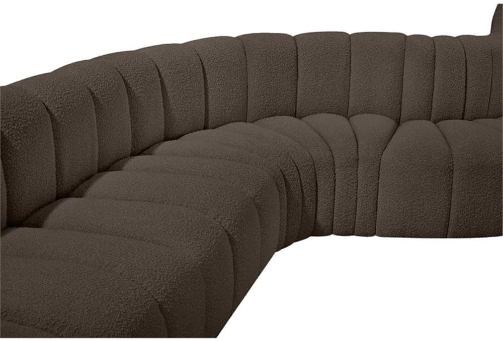BOWERY HILL Contemporary Modular Sectional Sofa, 161" W x 103" D x 30" H, Brown Boucle Fabric Upholstery, Deep Channel Tufting, Versatile Living Room Seating, Modern Design for Custom Configurations