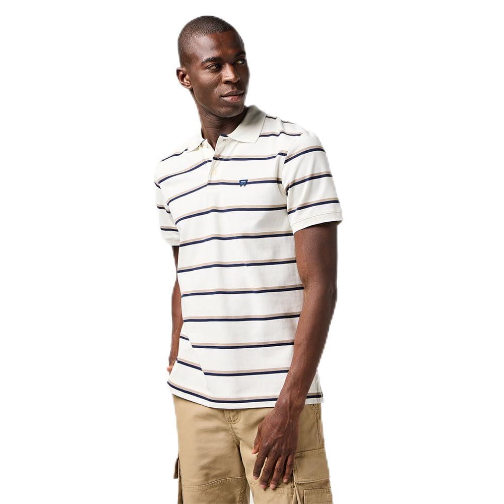 Wrangler Stripe Polo Shirt, Bianco, M Uomo-image