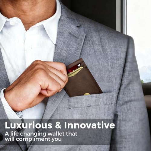 Image of Zitahli Genuine Leather Wallet for Men 12 Card Slim Mens Wallets Bifold RFID Blocking with Money Clip & ID Window Thin Minimalist Card Holder Wallet with Gift Box