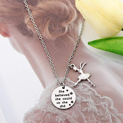 FUSTMW Dance Necklace She Believed She Could So She Did Inspirational Ballet Dancer Jewelry Dancing Jewelry Recital Gift (She Believed She Could So She Did necklace 2)4