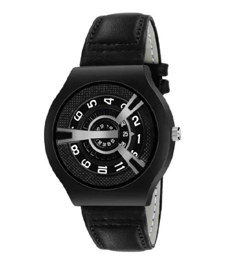 TEMIX Black Dial Black Leather Watch for Men and Boys (B0CCLBRCSG) Amazon Price History, Amazon Price Tracker
