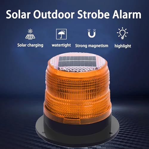 Image of Solar Strobe Warning Light: Strong Magnetic Base Waterproof Traffic Light,Solar Safety Flashing LED Lamp for Construction, Traffic, Factory, Safety Sign, Crane Tower, Boat Navigation (Red)