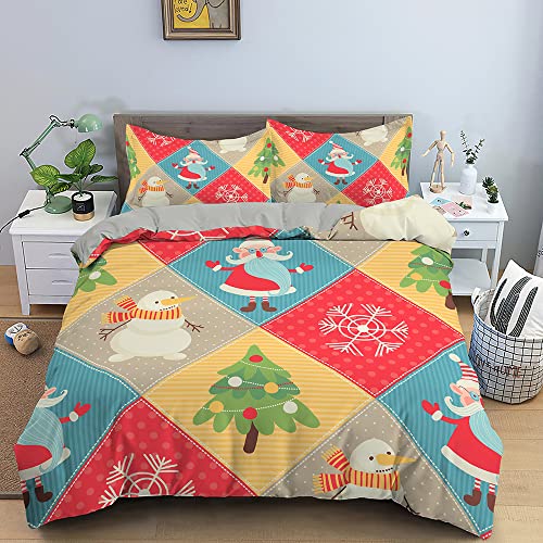 Bettwäsche 155x 220 Weihnachtsplaid Bettwäsche-Sets Leicht Mikrofaser Bettwäsche 155x220 mit Reißverschluss + 2 Kissenbezug 80x80 cm Anti-Falten und Anti-Fading Cover