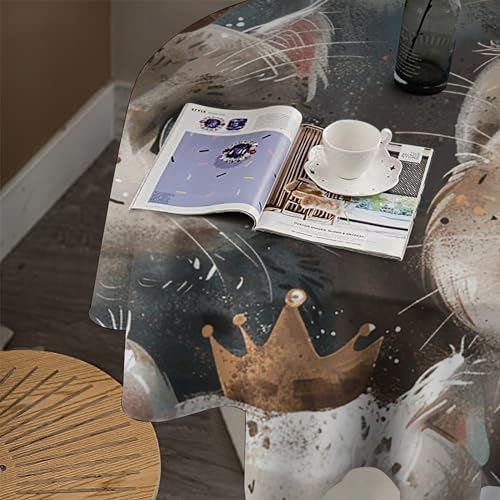 Nappe ronde imperméable 152cm motif chat lavable pour table de salle à manger - 8