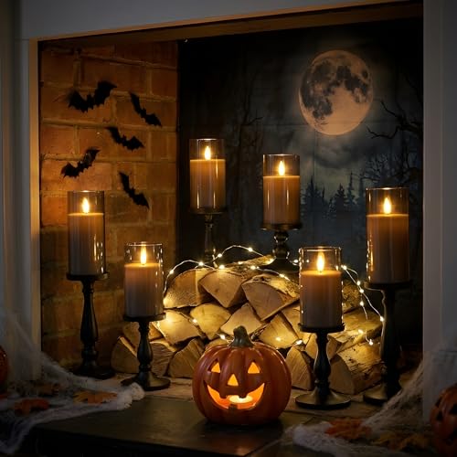 Image of NICEME Flickering Flameless Candles with Remote Timer Unbreakable Acrylic Battery Operated LED Candles with Flickering Flame 3D Wick for Romantic Ambience Home Decor Set of 3, D3 inch xH4 inch 5 inch 6 inch Gray