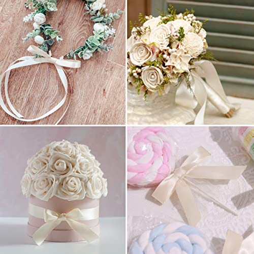 Beige Ribbon 25mm, 23 Meters Solid Color Satin Gift Ribbon for Crafting Gift Wrapping, Balloons, Hair Bows Making, Sewing - Image 4
