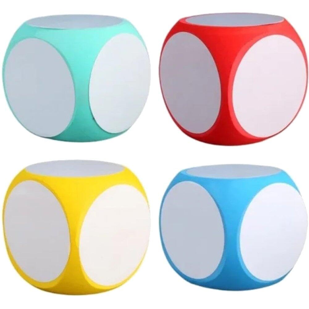 Dry Erase Block 4pcs Portable Wipe Off Dice Cubic Cleanable Write on Dice Multipurpose Educational Dice Diy Blank Dice Random color
