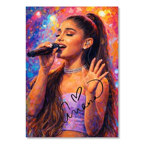 Ariana Grande Art Styled Signed Poster Print - Limited Edition Autograph Fan Gift, Collectible Memorabilia Wall Art Merchandise (A4 Unframed)