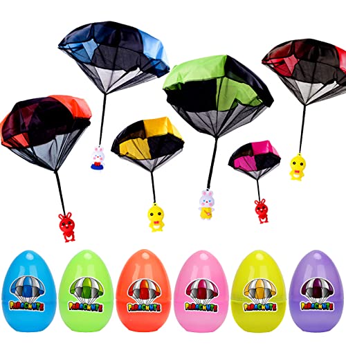 Image of BEIGUO 6 Pack Easter Egg with Parachute Toy for Kids Girls Boys Easter Basket Stuffers Gifts