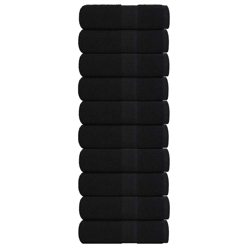 Toallas de invitados, 10 unidades, color negro, 30 x 50 cm, 100% algodón hilado en anillo, suaves y absorbentes con lazo, lavables a máquina, versátiles como toalla o toalla deportiva
