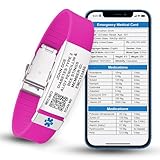 Universal Medical Data QR EMC Bracelet with Custom Engrave - Pink