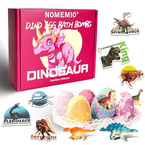 Bath Bombs for Kids with Dinosaur Toys Inside Valentines Day Gifts for Kids Easter Basket Stuffers 6 Pack Dinosaur Bath Bombs Bubble Bath Gift Set Birthday Gifts for Kid