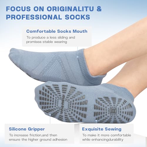 unenow 5 Pairs Pilates Socks for Women Non Slip Socks with Grips for Yoga Hospital Barre Barefoot3