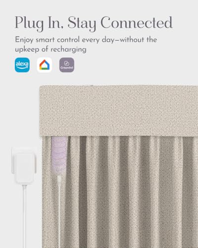 Image of Graywind Motorized Curtains with Track, Room Darkening Smart Curtains, Hardwired Curtains Compatible with Alexa Google Home Remote Control for Large Windows, Custom Drapes Up to 220 inch, Manner (Brown)