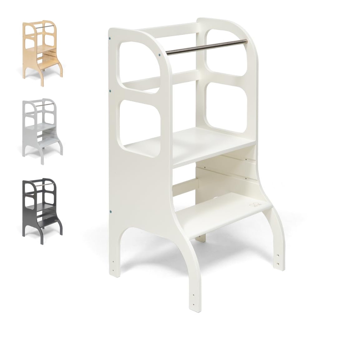 Ette Tete STEP UP • Torre Apprendimento Montessoriana Regolabile in Altezza (Bianco)