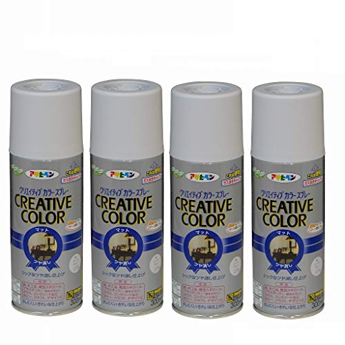 アサヒペン クリエイティブカラースプレー 300ML 56パールグレー スプレー用箱入り 4本セット