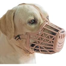 Basket Dog Muzzle for Large Medium Small Dogs, Cage Muzzles to Prevent Biting Chewing Licking Scavenging, Mouth Cover with Adjustable Strap for Vet Visits, Grooming, WalkingSize 4, Beige