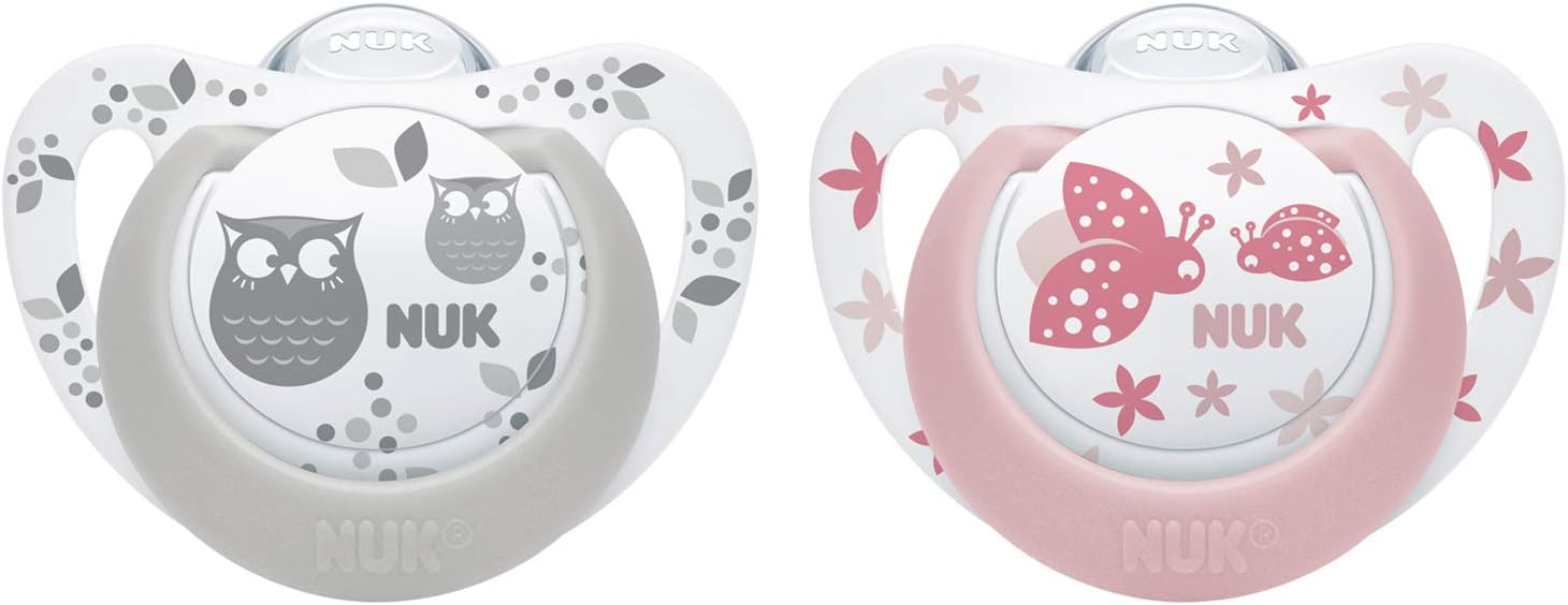 NUK Genius Color Silikon Orthodontic Plus Soother Size 1, (0-6m) Girl 2 Pack