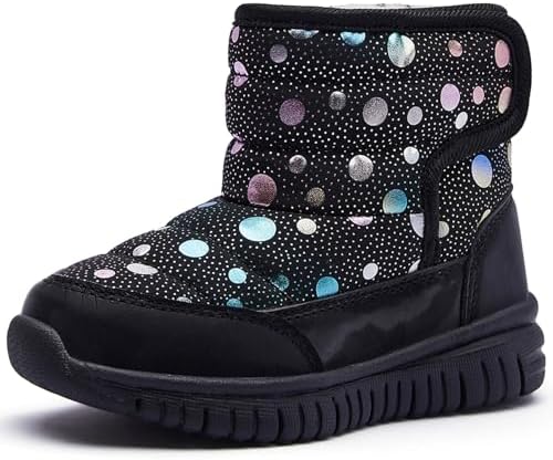 （04:30時点） [MAYCY] スノーブーツ キッズ ウインターブーツ ベビー 女の子 男の子 スノーシューズ 子供 雪遊び アウトドア 冬用 靴 雪用 ブーツ 裏ボア 防水 防寒 滑り止め 軽量 ブラック 17