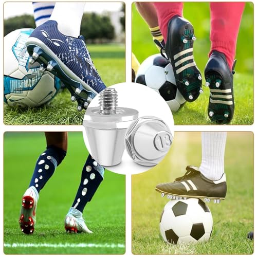 Tkxjry 12 Stück Ersatzstollen für Fußballschuhe, 8 Stück 11mm Schraubstollen + 4 Stück 13mm Schraubstollen + 1 Doppelmaulschlüssel, Fussball Ersatzstollen, Fußballstollen für Stollentraining(Weiß)